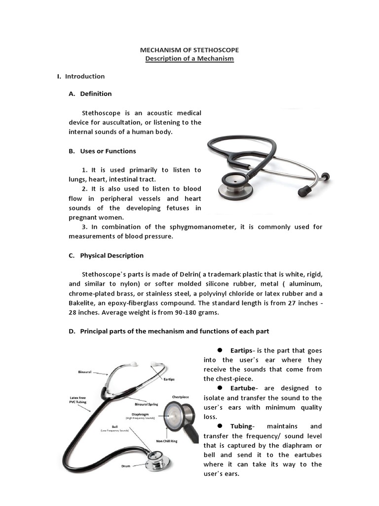 Stethoscope Parts and Functions Explained | PDF | Science & Mathematics