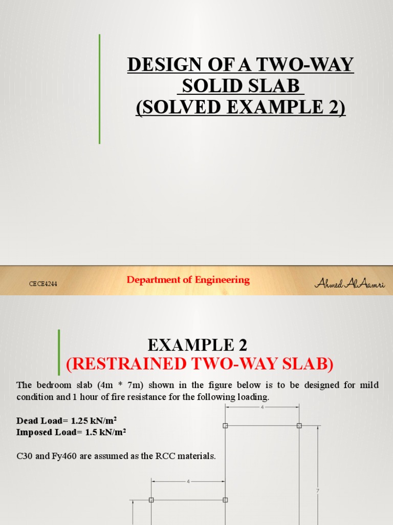 Two-Way Solid Slab Design Example | PDF | Bending | Mechanical Engineering