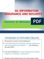 Uci 403: Information Assurance and Security: Instructor: Dr. Muhambe T. Mukisa