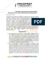 Carta Abierta Arcopref A Mindeporte Sobre Juegos Intercolegiados2021