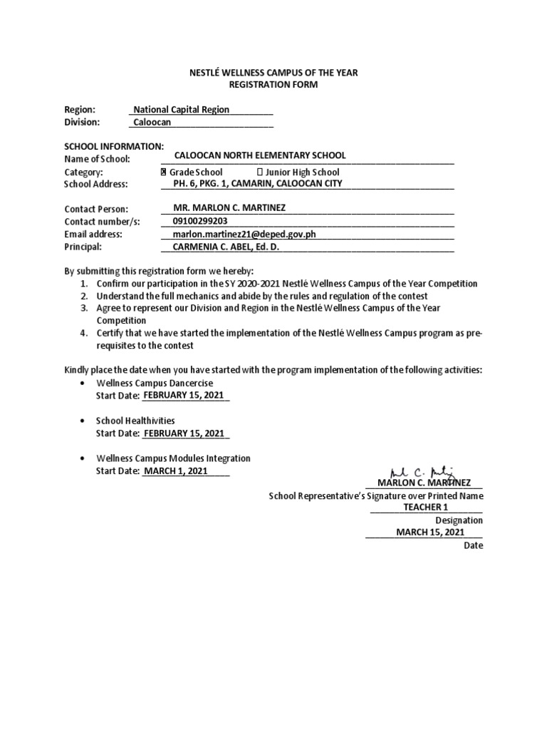 2020 NWCP Registration Form | PDF