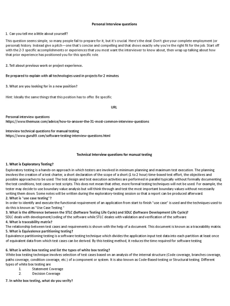 Manual Testing Interview Questions | PDF | Software Testing | Software Bug