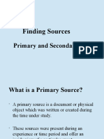 Finding Sources: Primary and Secondary