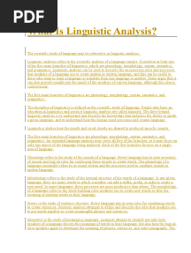 What Is Linguistic Analysis