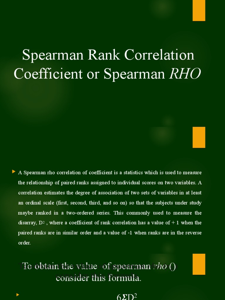 2a Spearman Rank Correlation Coefficient or Spearman RHO | PDF ...