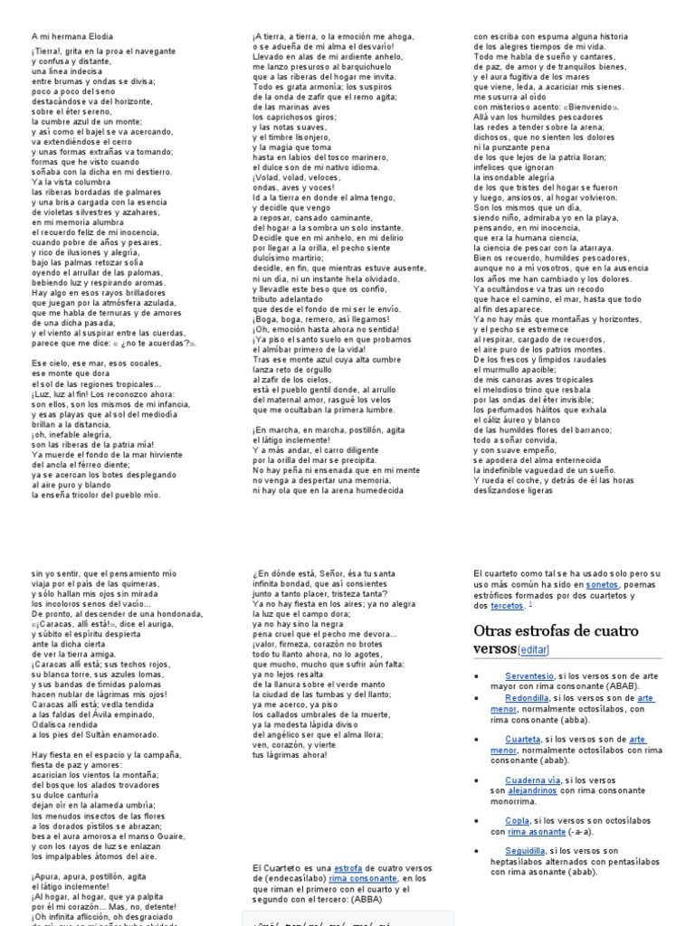 Vuelta A La Patria Poema | PDF | Rima | Fonética