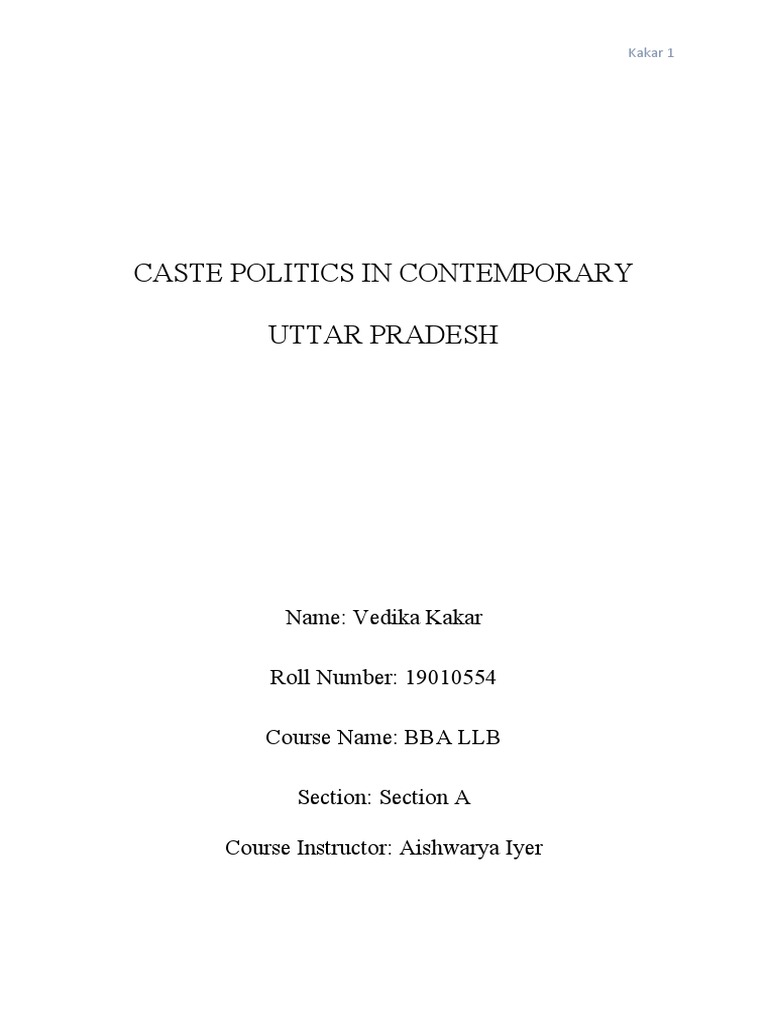 Caste Politics in Uttar Pradesh | PDF | Dalit | Bharatiya Janata Party
