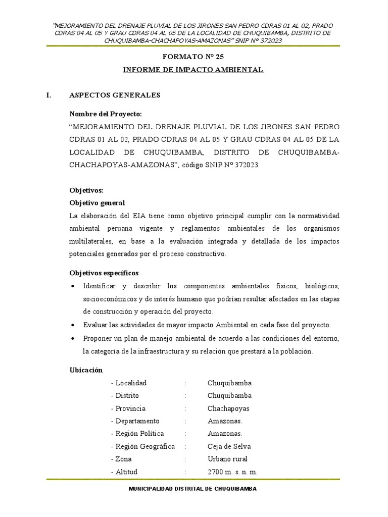 Mejora del Drenaje Pluvial en Chuquibamba | PDF | Evaluación de impacto ...