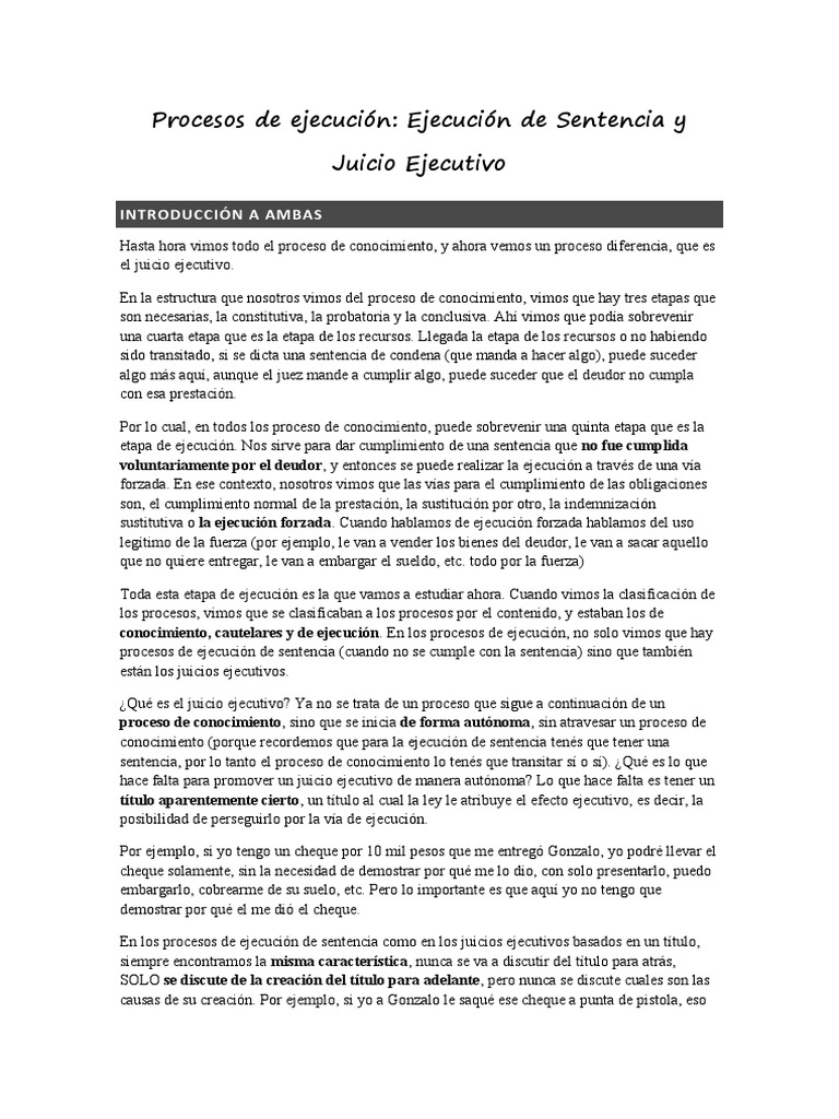 Ejecución de Sentencias y Juicios Ejecutivos | PDF | Sentencia (ley