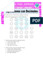 Operaciones Con Decimales para Quinto de Primaria