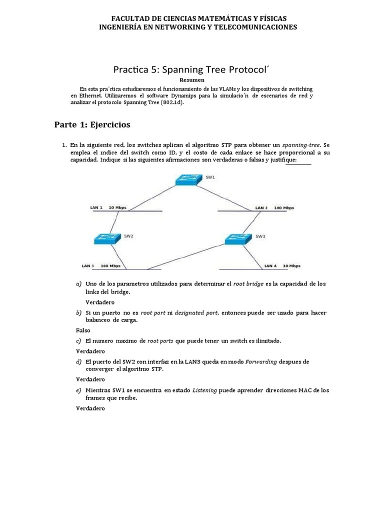 Práctica 5: Protocolo Spanning Tree | PDF | Conmutador de red ...