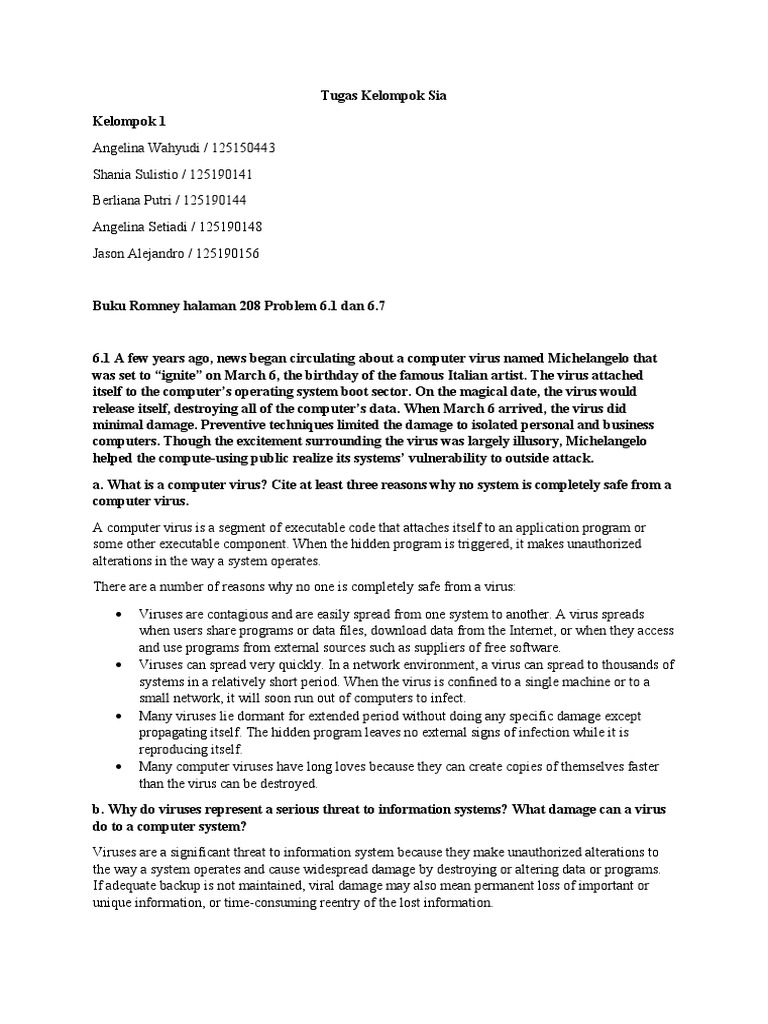 Group Assignment - 2 - Kelompok 1 | PDF | Computer Virus | Antivirus ...
