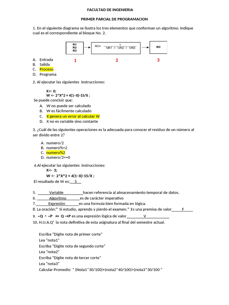 Primer Parcial Programación Pdf