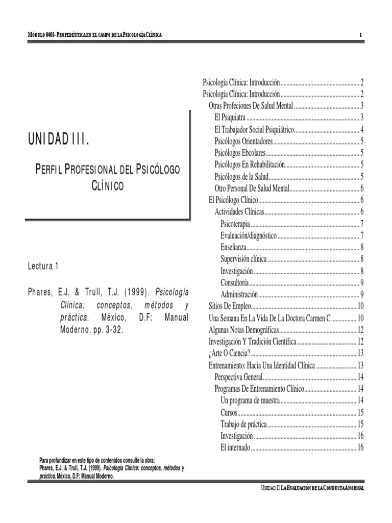 0403 Und 3 Art 1 Phares 1999 | PDF | Psicología clínica | Sicología