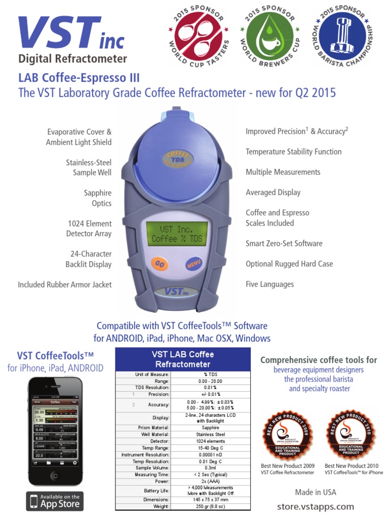 VST LAB Coffee III Coffee Refractometer PDF Backlight Equipment