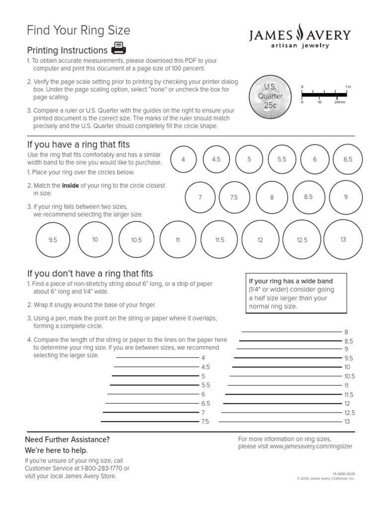 Find Your Ring Size: Printing Instructions | PDF | Computing