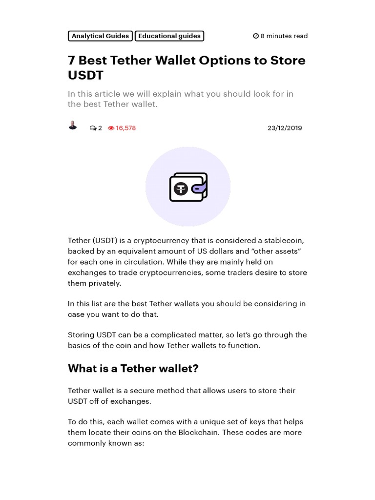 Tether Wallets: Secure Storage Guide | PDF | Mobile App | Cryptocurrency