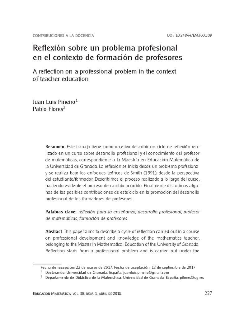Reflexión en la Formación de Profesores | PDF | Maestros | Conocimiento