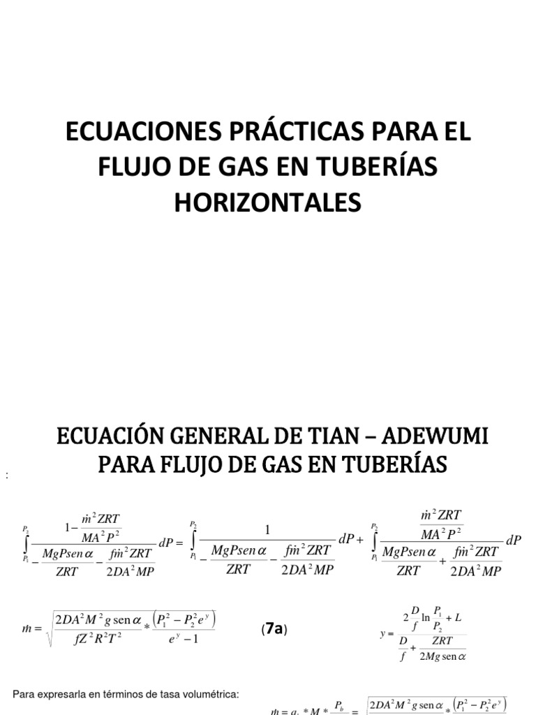 Clase 2 Ecuaciones Prácticas para El Flujo de Gas en | PDF | Pascal ...