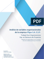 Análisis de Variables Organizacionales de La Empresa Efigas