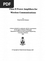 Thesis Class E Power AMplifiers For Wireless Communications