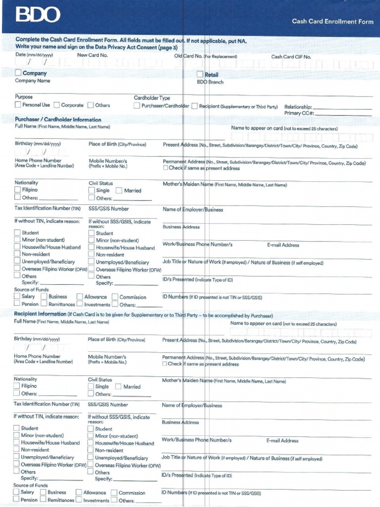 Bdo Atm Application Form PDF