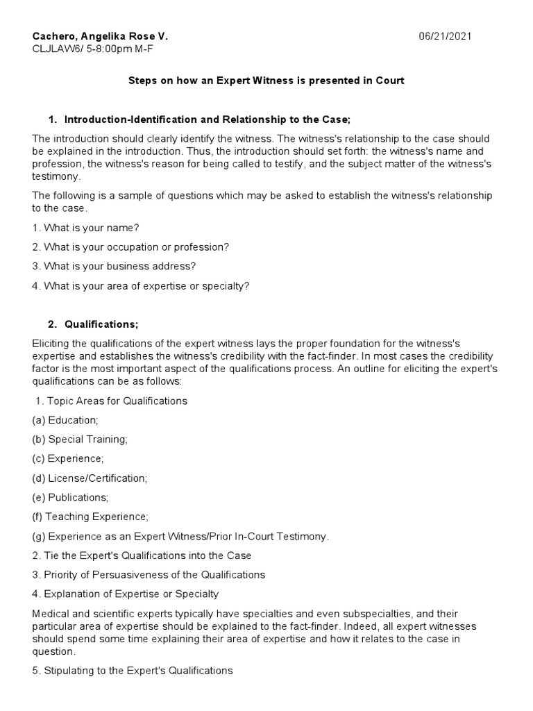 Expert Witness Presentation in Court | PDF | Expert Witness | Witness