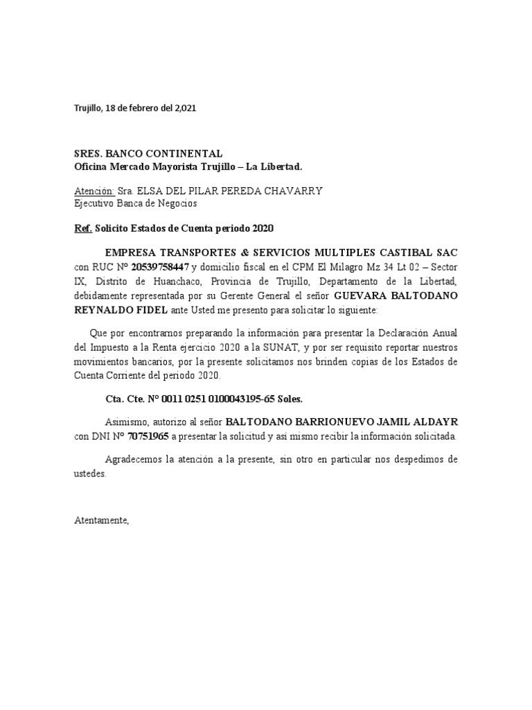 Carta Banco - BBVA | PDF