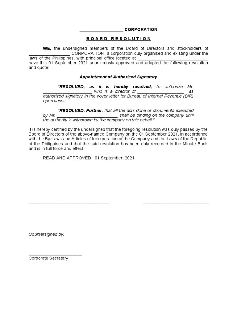 Board Resolution Draft – What is a Board Resolution and when is it ...