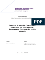 Trastorno de Ansiedad Generalizada, Intolerancia A La Incertidumbre y Desregulacion Emocional Un Modelo Integrador