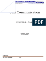 Oral Communication: QUARTER 1 - Week 1