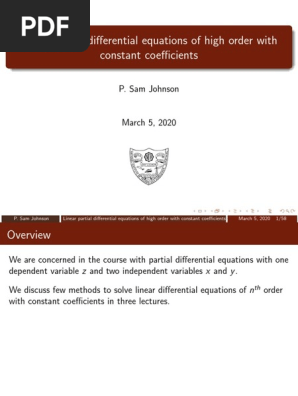 Linear Partial Differential Equations Of High Order With Constant Coefficients Pdf Equations Algebra