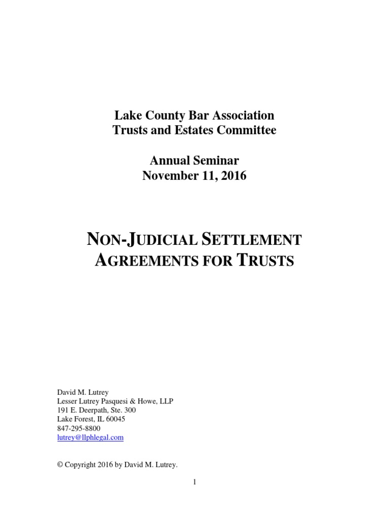 CH 5 Nonjudicial Settlement Agreements PDF Trust Law Trustee