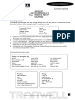 Conversation: Handout Lower Intermediate Topic 5 Talking About Routines