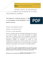 El Dilema de Escribir Ciencia. Un Acercamiento Al Texto Académico Que Se Publica en La Revista Universidad de La Habana