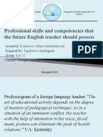 Professional Skills and Competencies That The Future English Teacher Should Possess