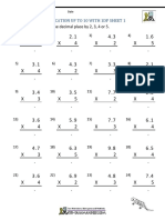 Multiply A Decimal With One Decimal Place by 2, 3, 4 or 5.: Single Digit Multiplication Up To 10 With 1Dp Sheet 1