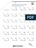 Single digit multiplication up to 10 with 1dp sheet 1 answers