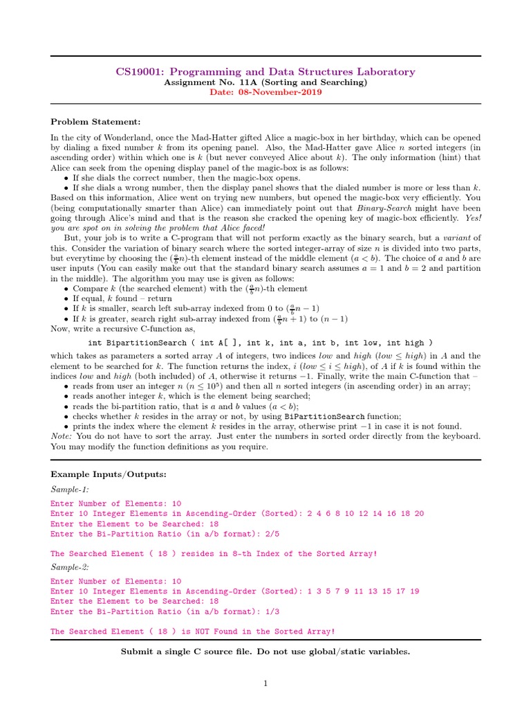 CS19001: Programming and Data Structures Laboratory: Date: 08-November ...