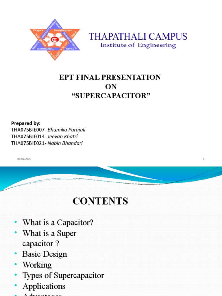 Ept Final Presentation On Supercapacitor Pdf Capacitor Nature