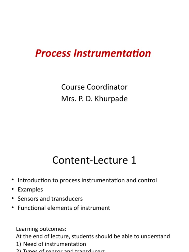 Introduction to Process Instrumentation | PDF | Analog To Digital ...