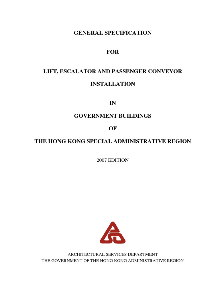 HKSAR Lift Installation Specifications | PDF | Elevator | Specification ...