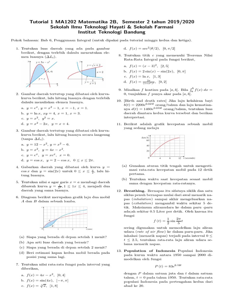 2020 MA1202 Matematika 2B Tutorial 1 | PDF | Metode & Bahan Ajar ...