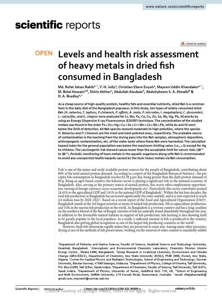 Levels and Health Risk Assessment of Heavy Metals | PDF | Chromium ...