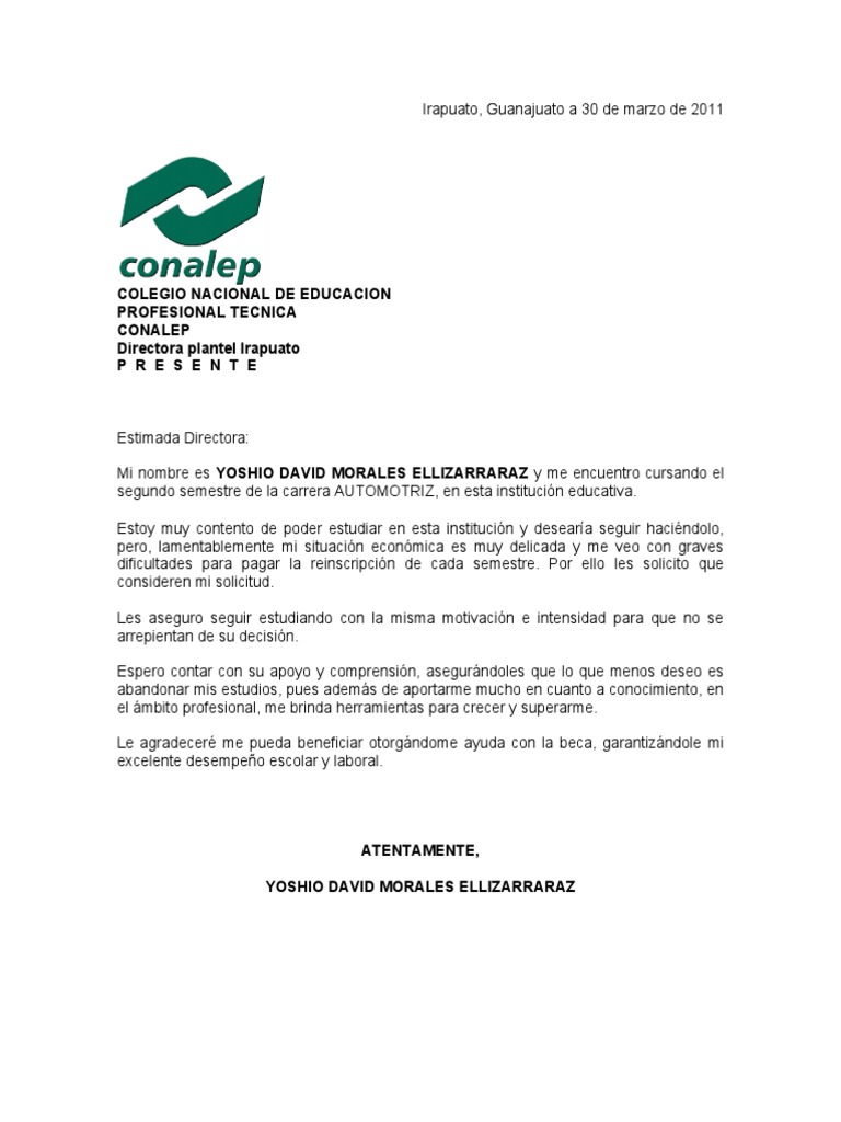 Carta Solicitud De Beca Pdf/carta Solicitud De Beca Escolar
