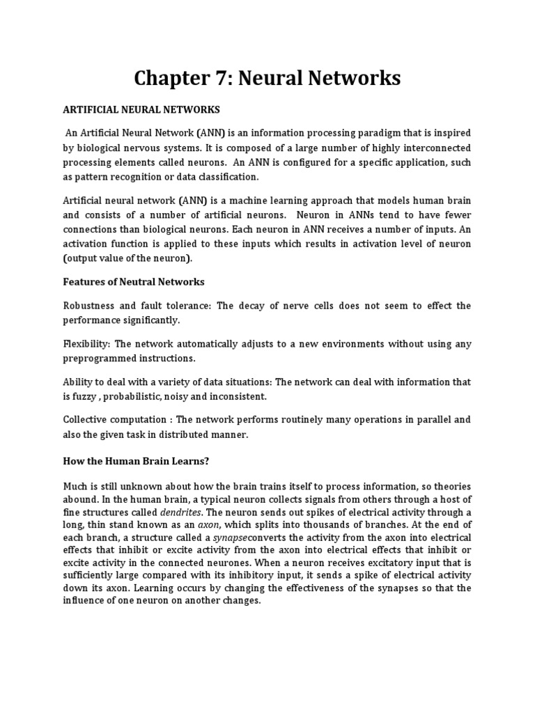 7 - Artificial Neural Networks | PDF | Artificial Neural Network | Neuron