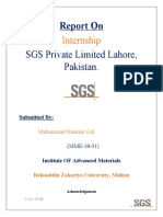 Report On Internship in SGS Pakistan