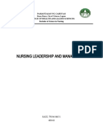 Nursing Leadership and Management: Pamantasan NG Cabuyao College of Health and Allied Sciences