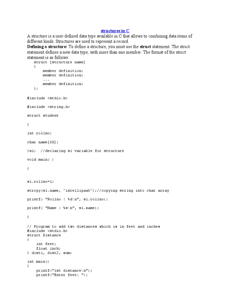 Structures in C | PDF | Computer File | Text File