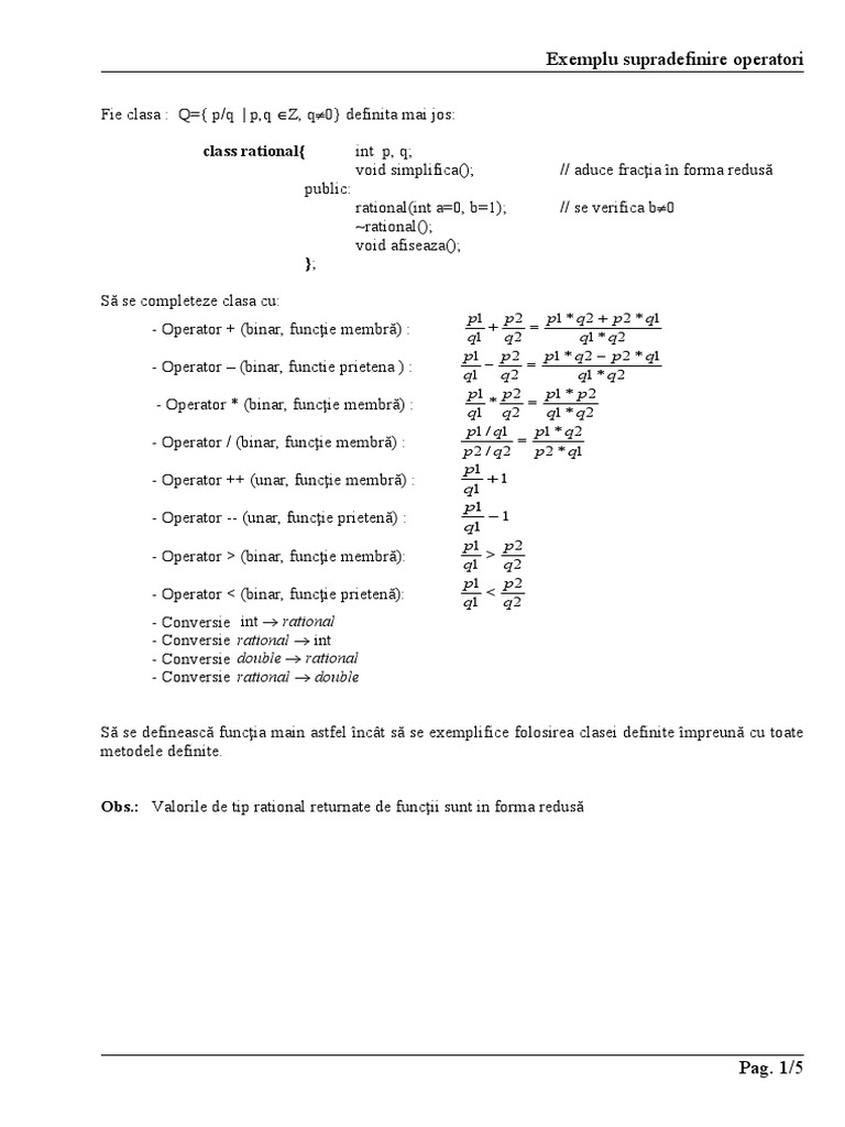 Supradefinirea operatorilor în C++ | PDF | Computer Programming